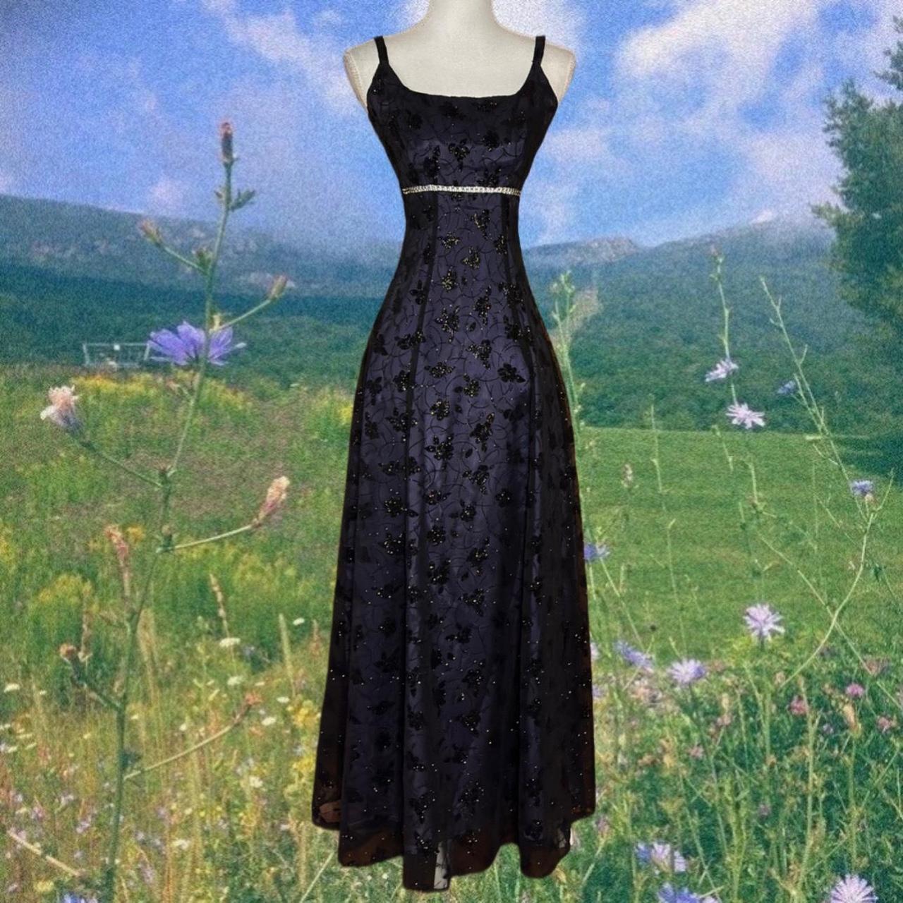 Black and Purple Floral Prom Dress Measurements • - Depop