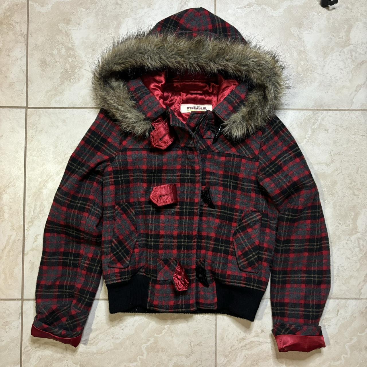 Plaid jacket with fur best sale