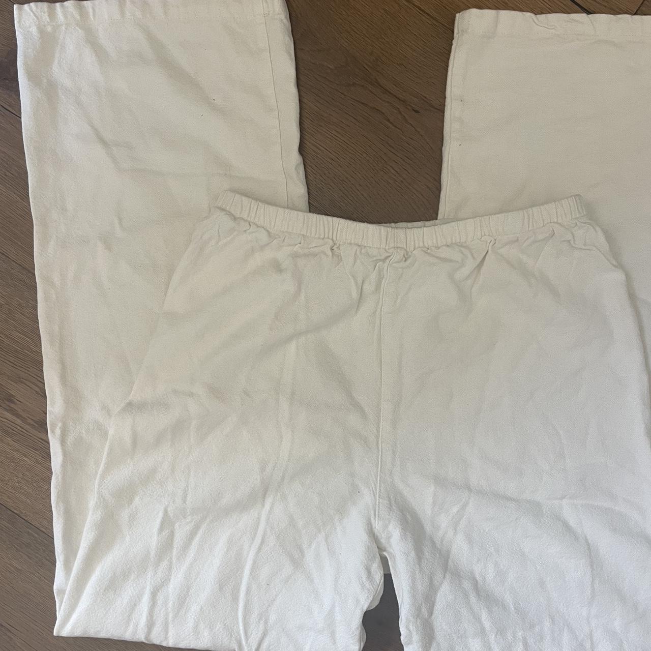 brandy melville linen pants white linen white leg... Depop