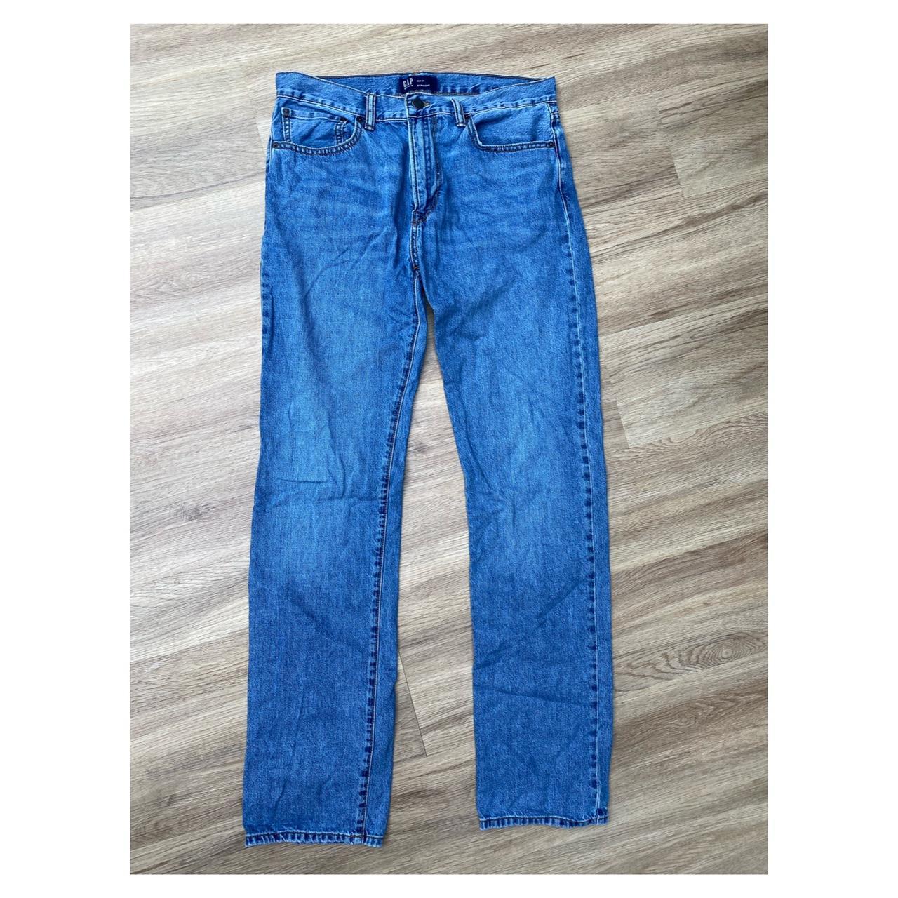 Gap Straight Leg Blue Denim Jeans with Zipped... Depop