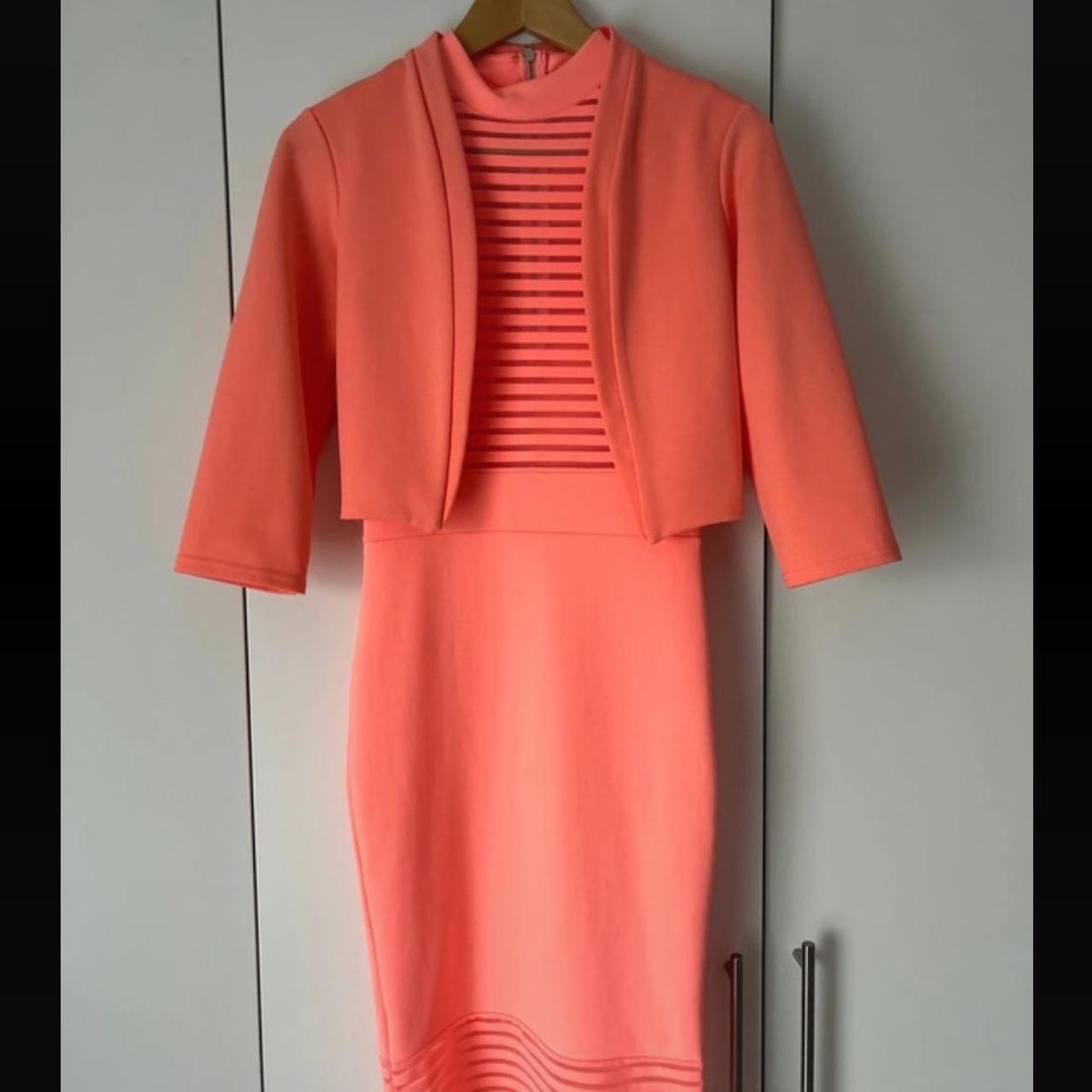 Coral pink Quiz dress and cropped blazer Worn once