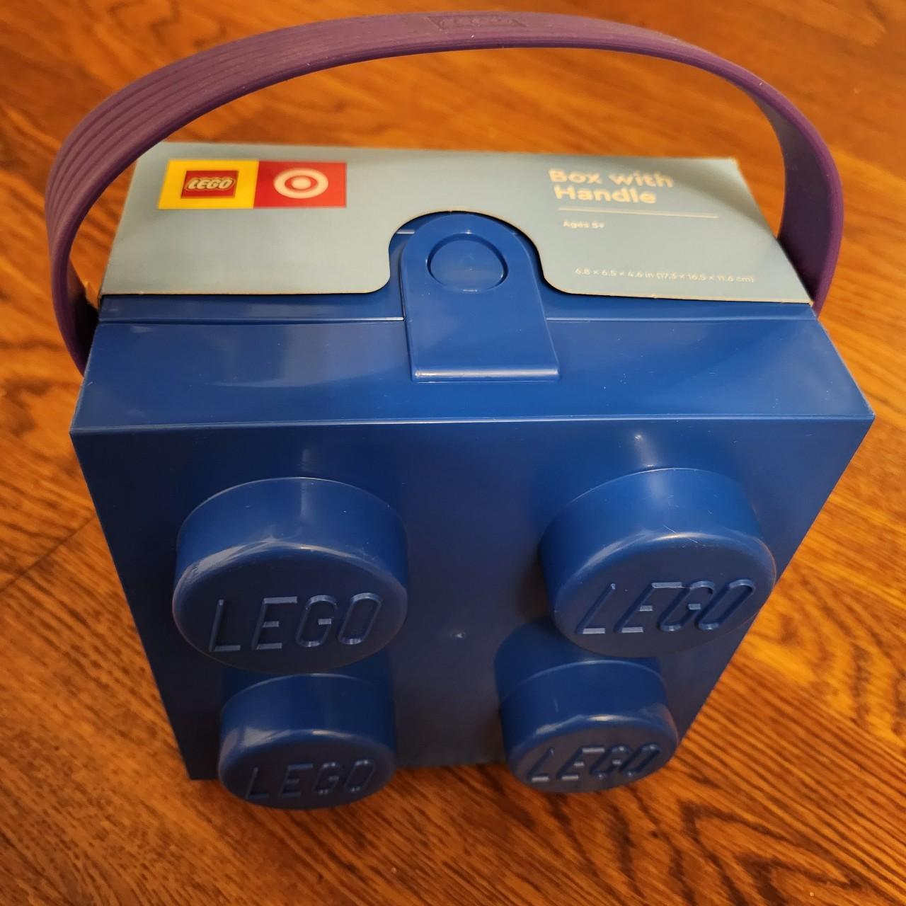 Plastic lego box purse, blue with purple handle. New... Depop