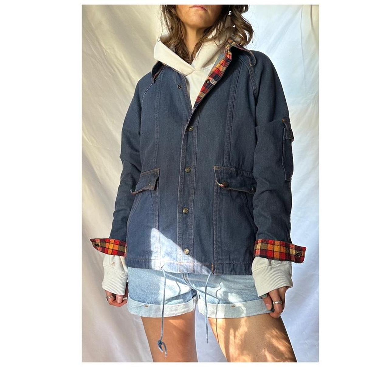 Flannel with denim outlet jacket womens