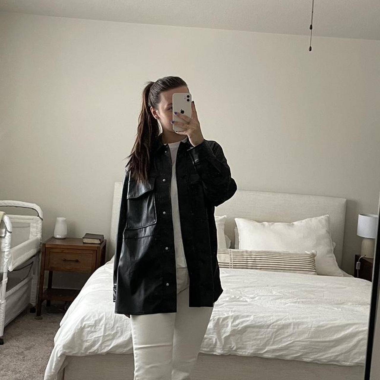 Zara oversized faux leather jacket (lightweight)... - Depop