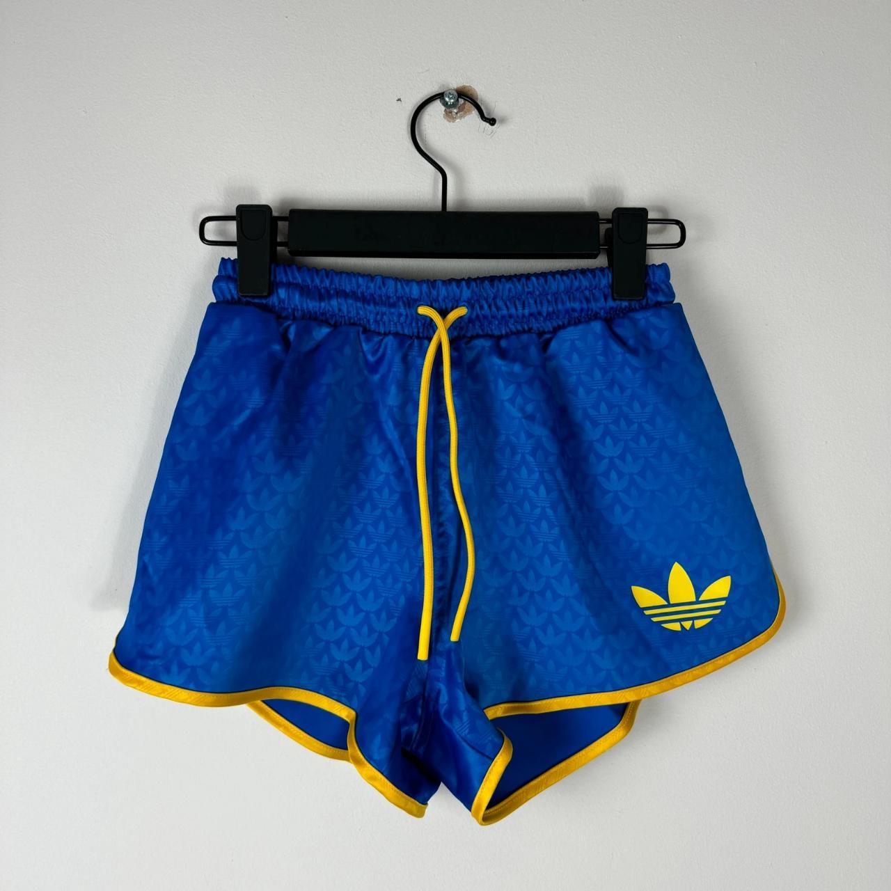 Women’s Adidas High Waisted Short Shorts In Blue UK... - Depop