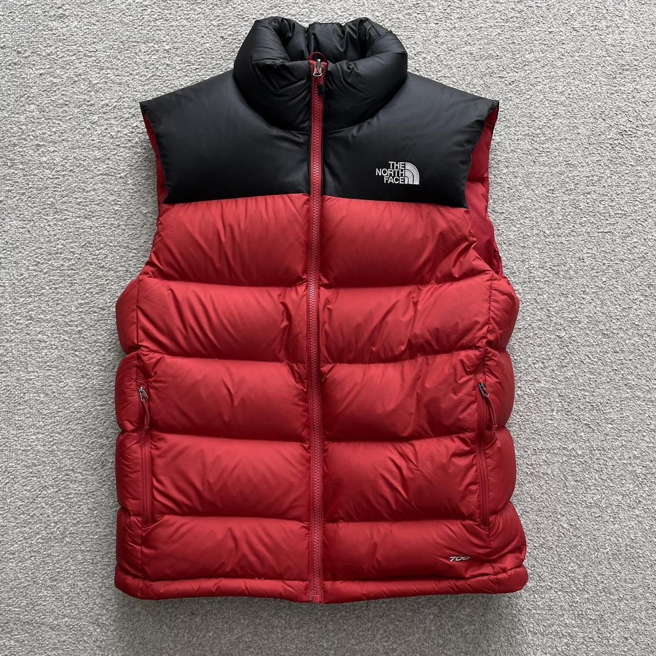 north face gilet red