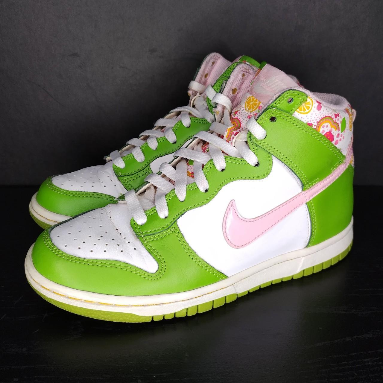 Nike dunk high tops shop gs strawberry shortcake green white