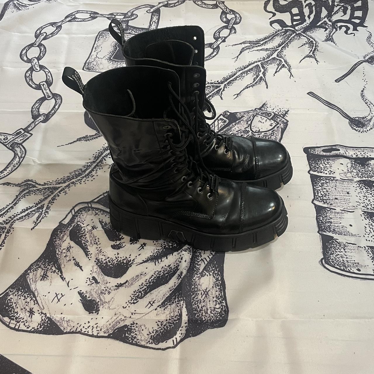 new rock combat boots size 45 comes with box,... Depop