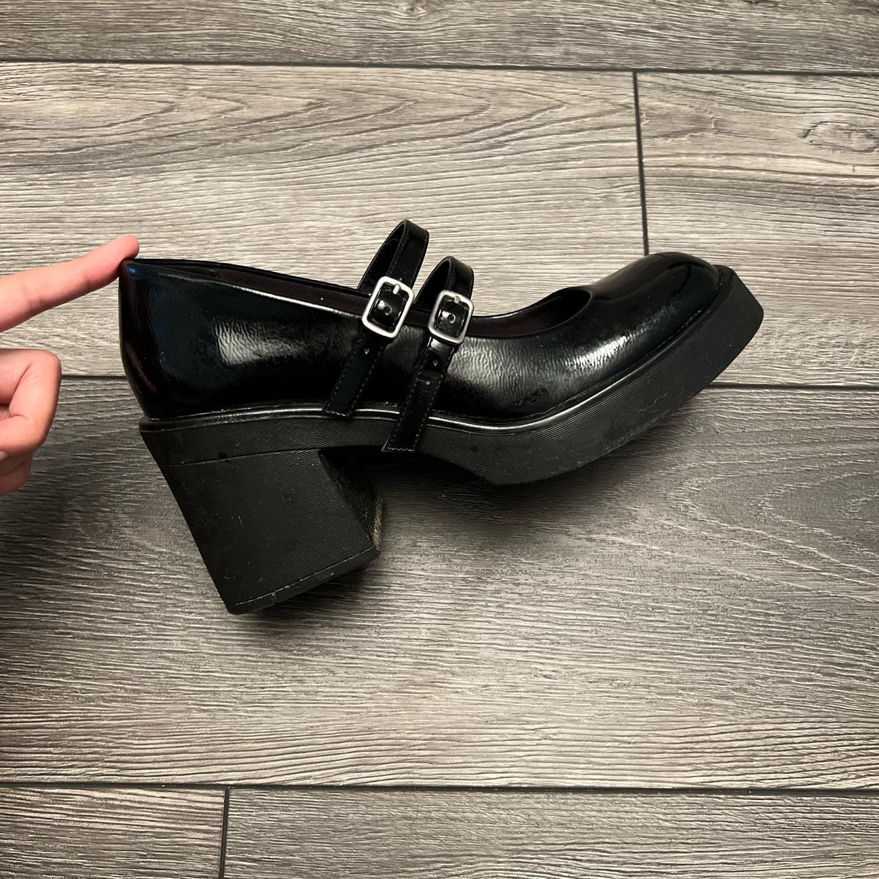 glossy black platform mary janes