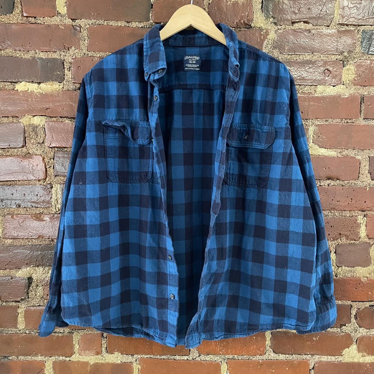 vintage 90s plaid flannel work wear button up... - Depop