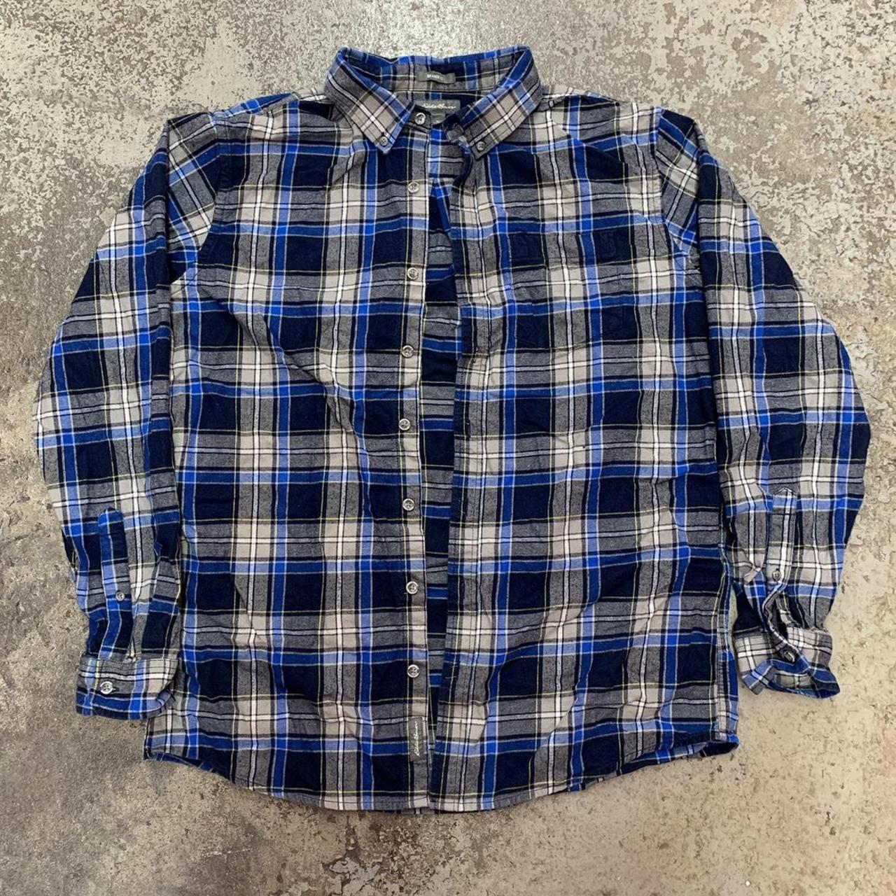 Vintage 90s Eddie Bauer vibrant plaid flannel button... - Depop