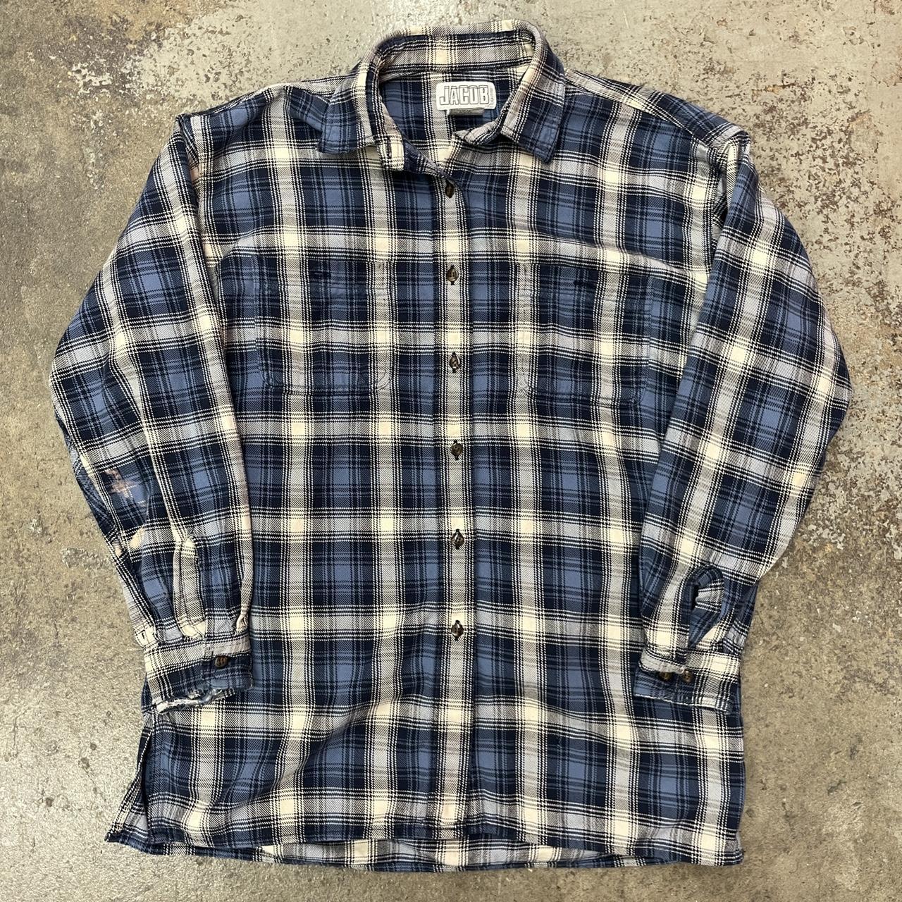 vintage 1980 Jacob plaid flannel pattern shirt with... - Depop