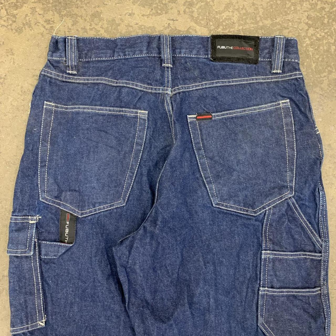 FUBU Men's Blue and White Jeans | Depop