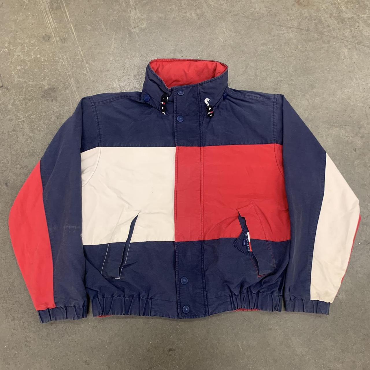 vintage Tommy Hilfiger rare flag reversible light... - Depop