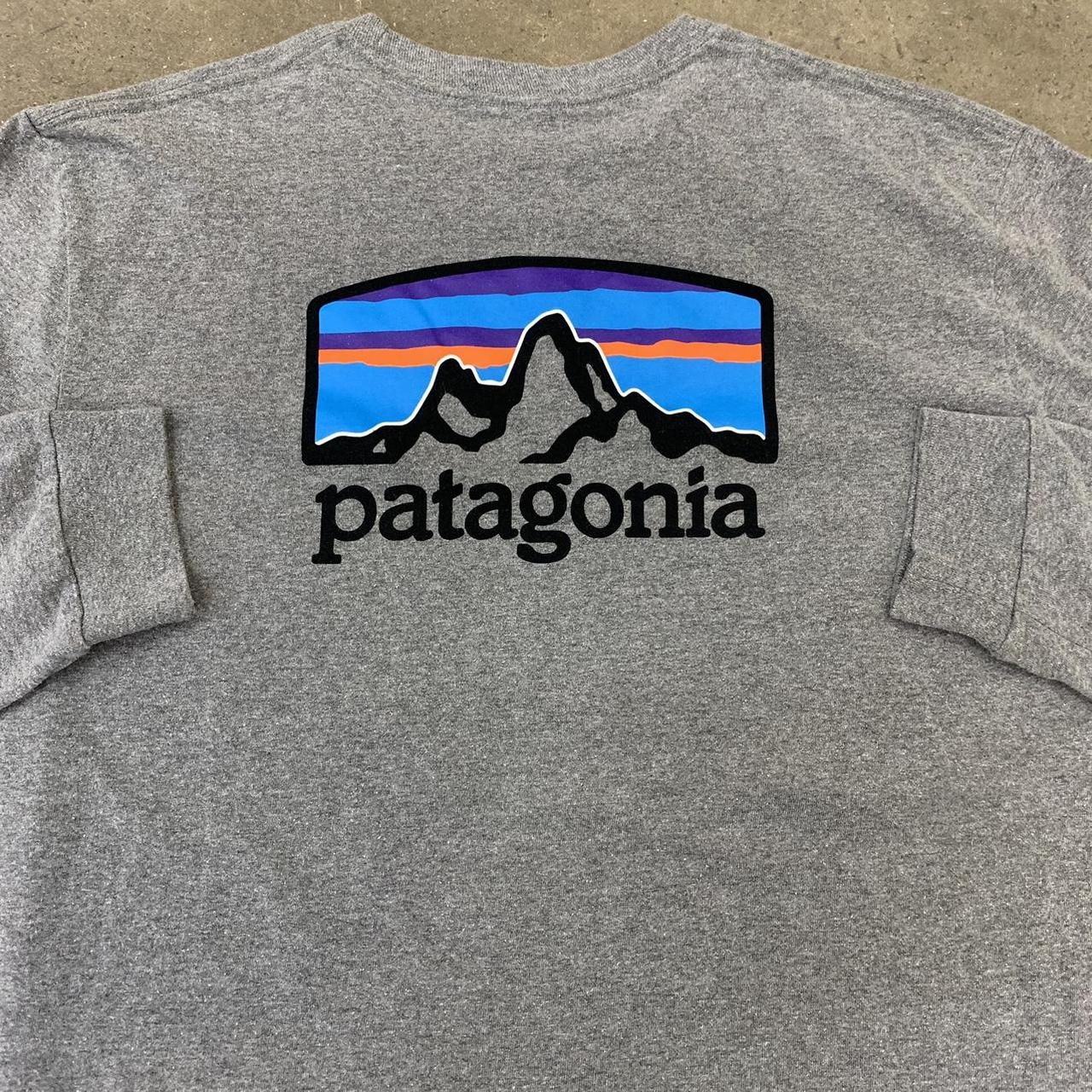 patagonia classic mountain print long sleeve shirt... - Depop