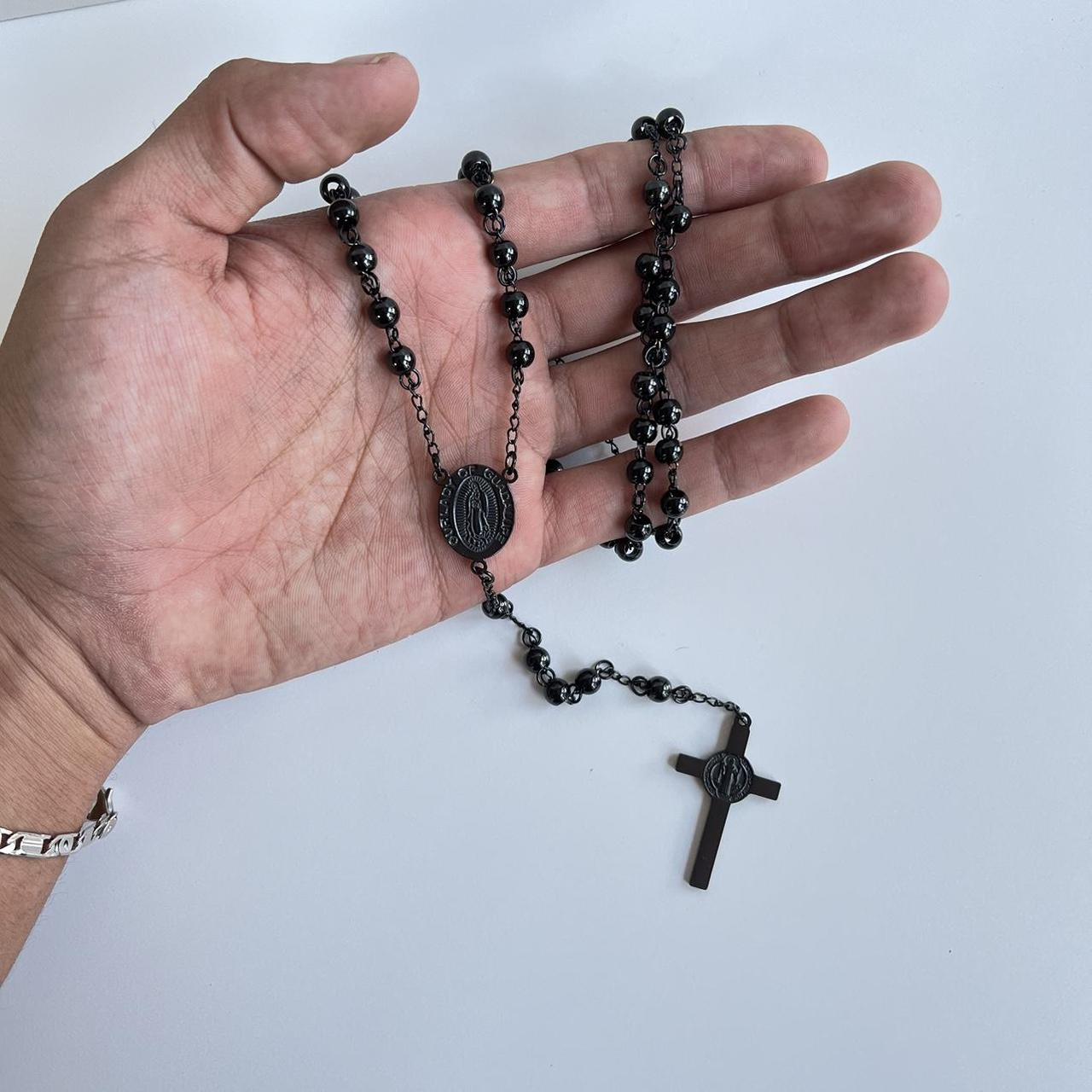 Mens rosary necklace on sale fashion