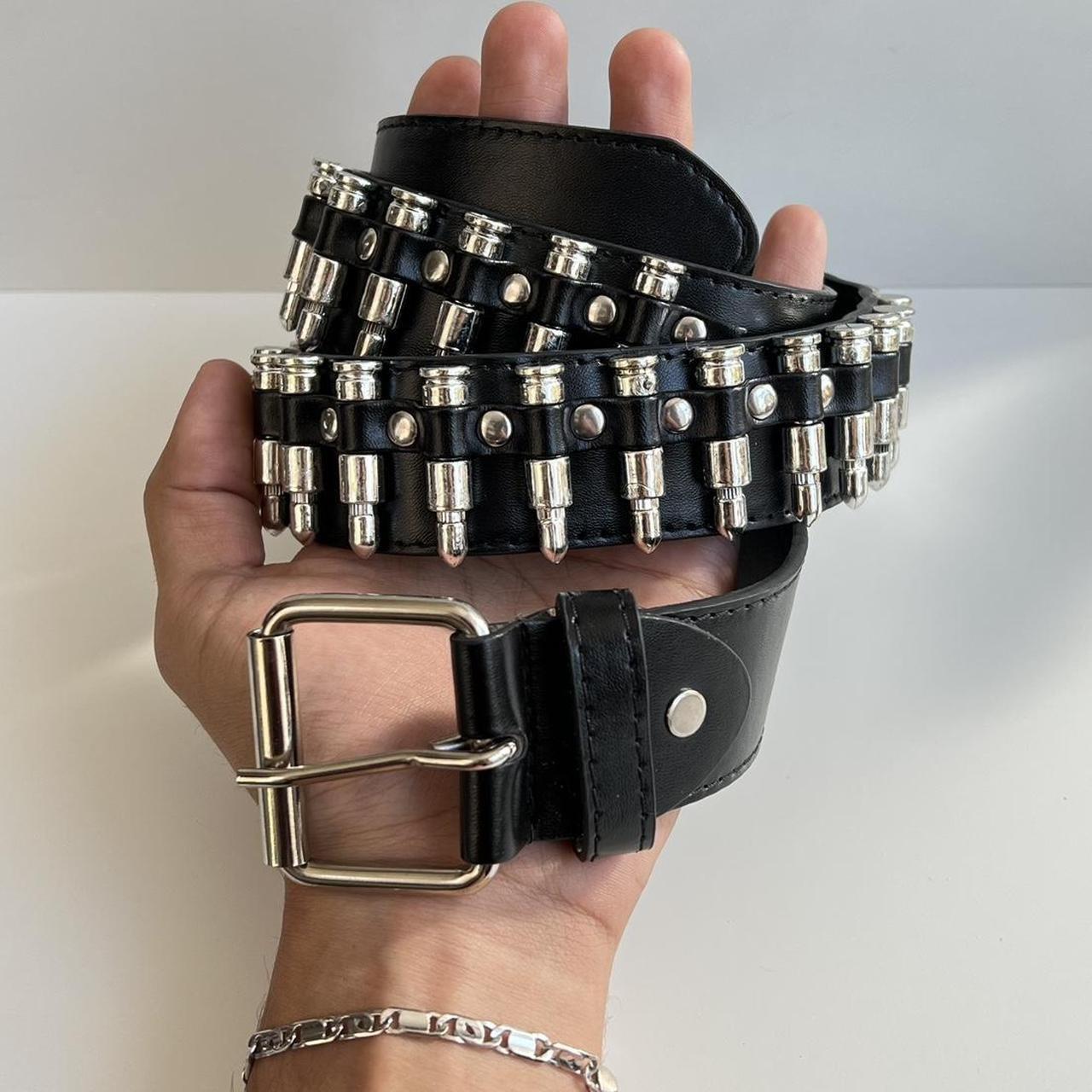 y2k 2000s bullet studded black belt these belts are... - Depop