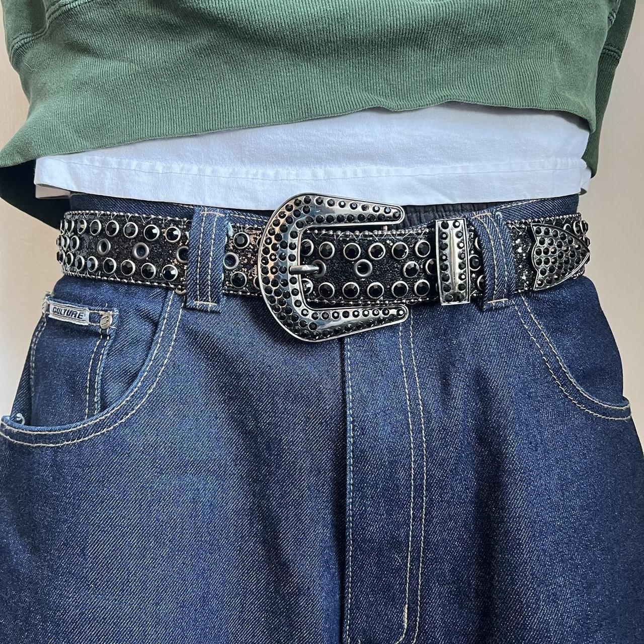 y2k 2000s style rhinestone crystal grunge black punk | Depop