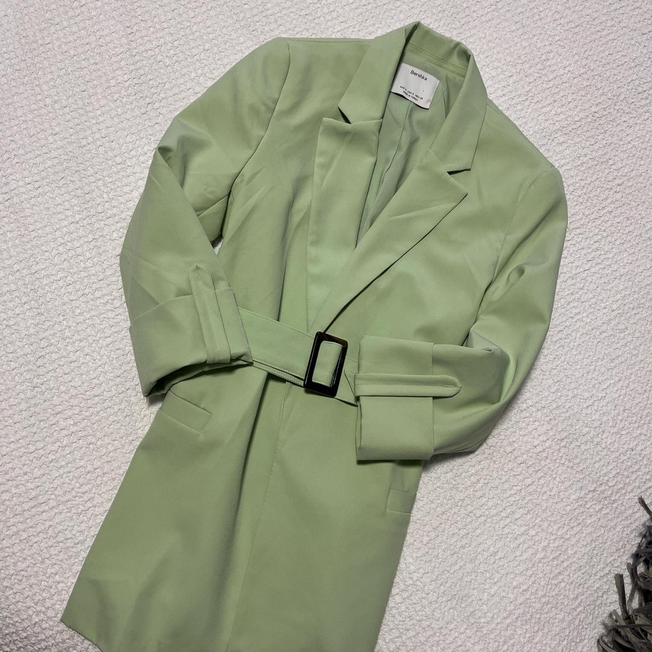 Lime Green Bershka blazer dress with adjustable belt. Depop