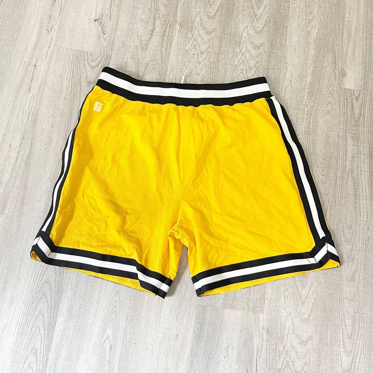 Vintage Basketball Shorts Men Large XL 90s Basketball Pants Women XL XXL  Black Yellow Mesh Shorts Retro Baller Shorts Men's Athletic Shorts 
