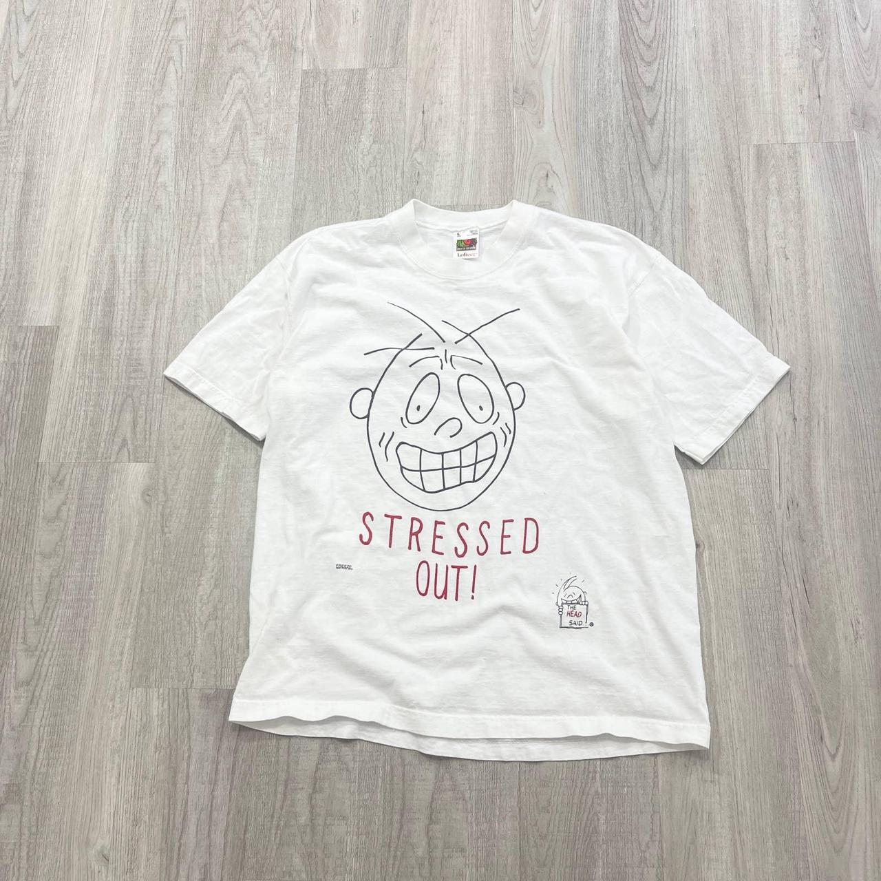 VINTAGE 90s Stressed Out Graphic Shirt Size Large L - Depop