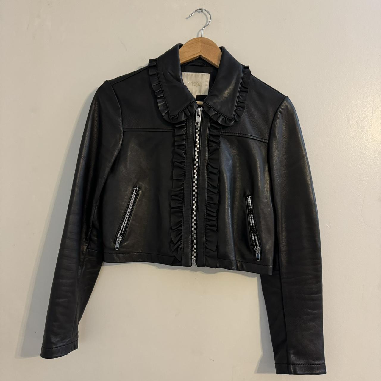 Maje Women's Leather Jacket Black S – MAJE LEATHER JACKET WITH