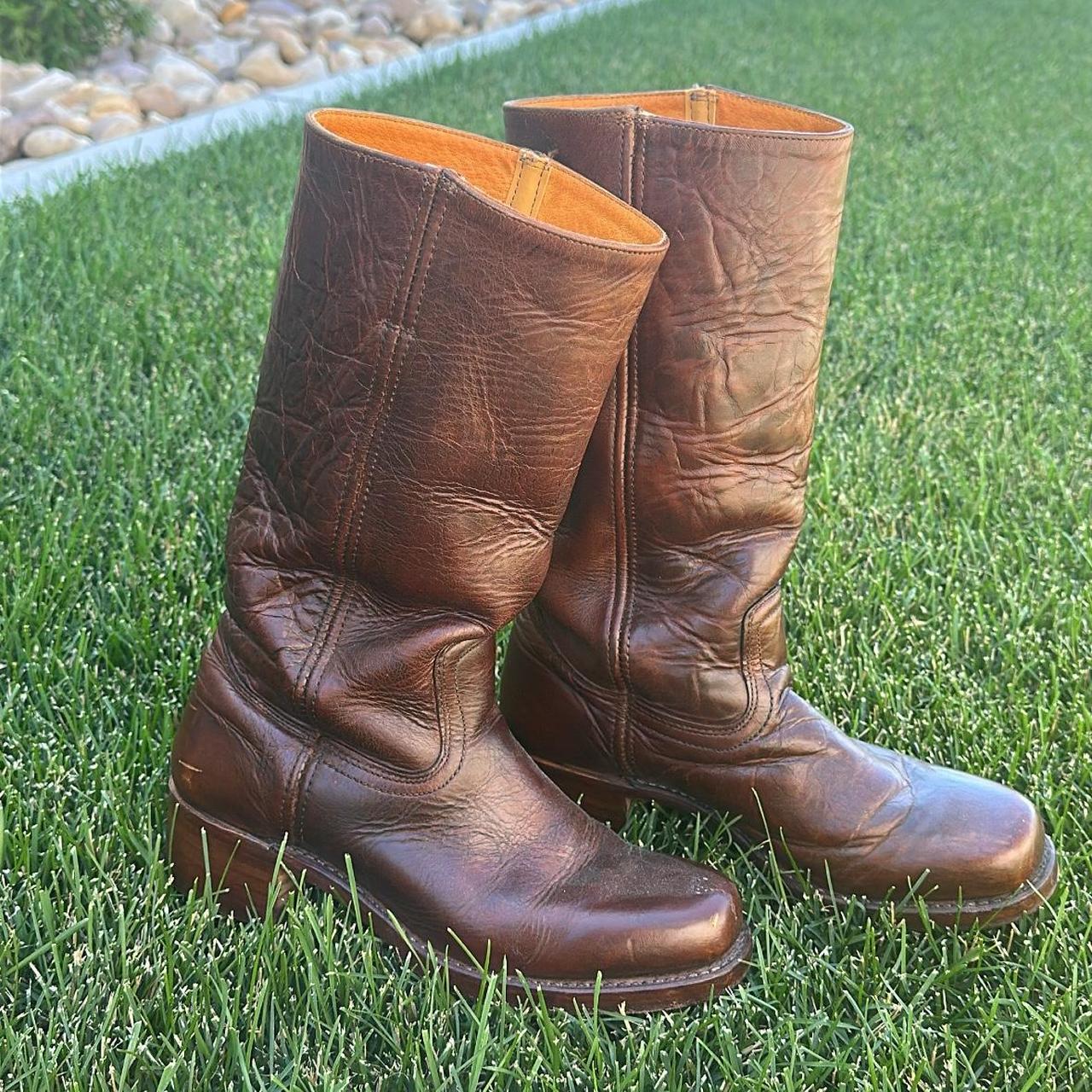 Vintage Frye Brown Leather Campus Boots! Women’s... - Depop