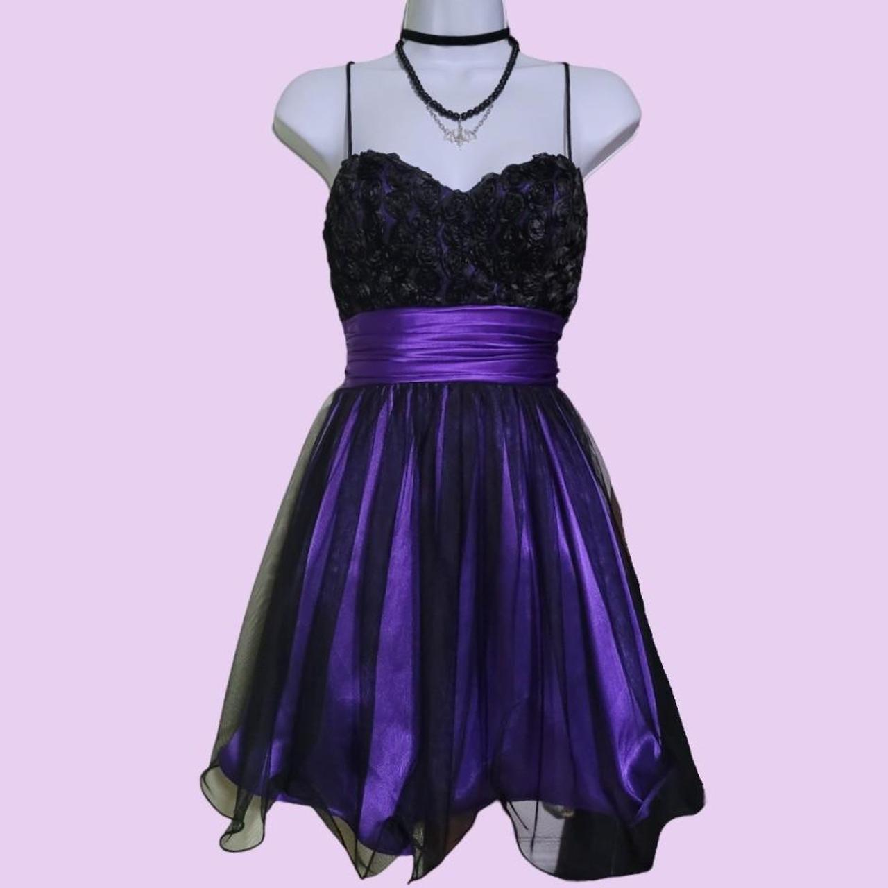 black and purple short dress
