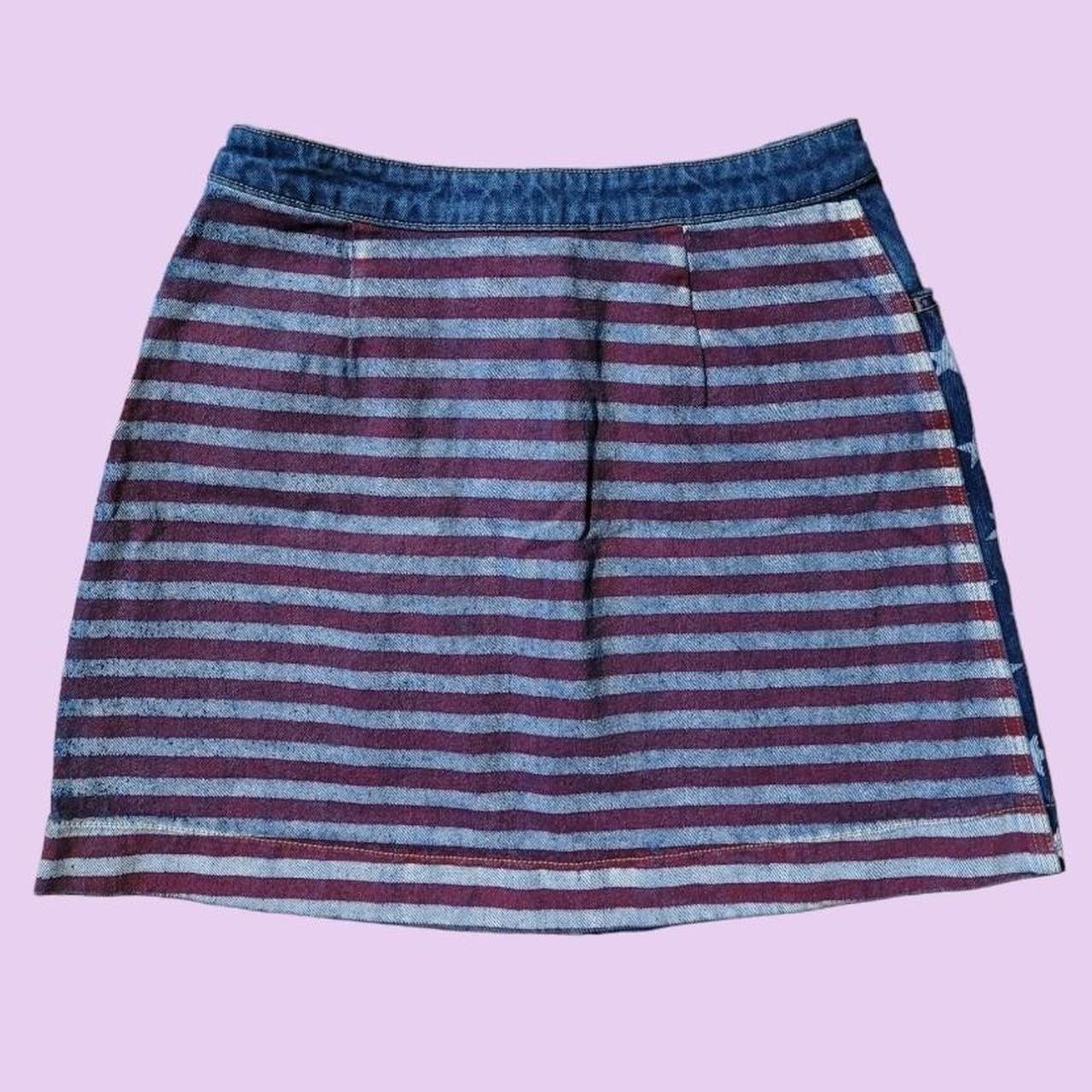 American Apparel Women's White and Blue Skirt (2)