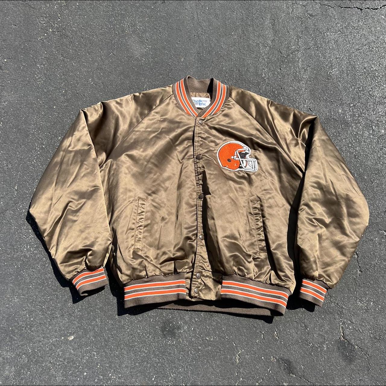 Cleveland Browns Vintage Chalk Line Satin Jacket M Rare Arch 