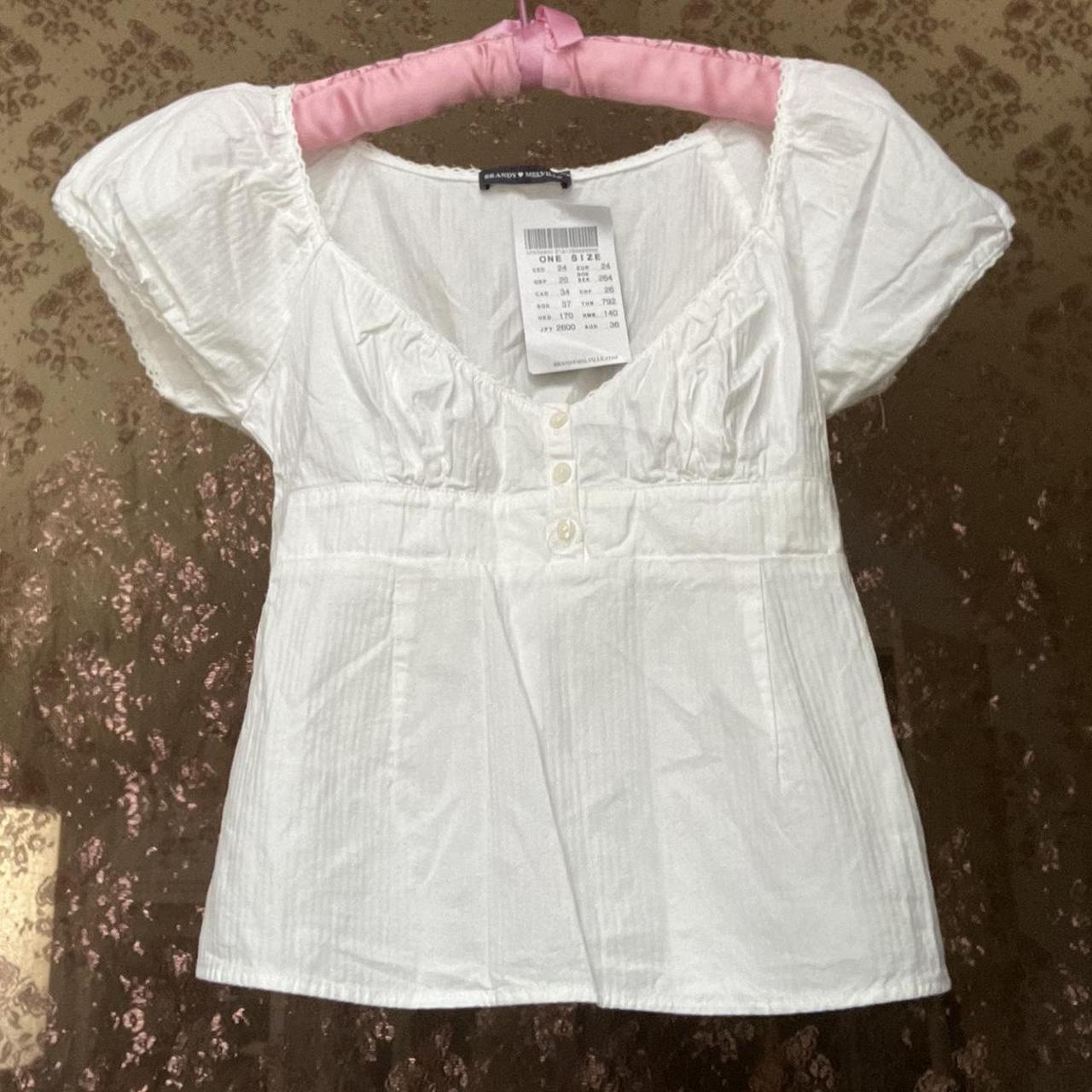 Brandy Melville Blair Cotton Ruffle top 🤍 Brand new... - Depop