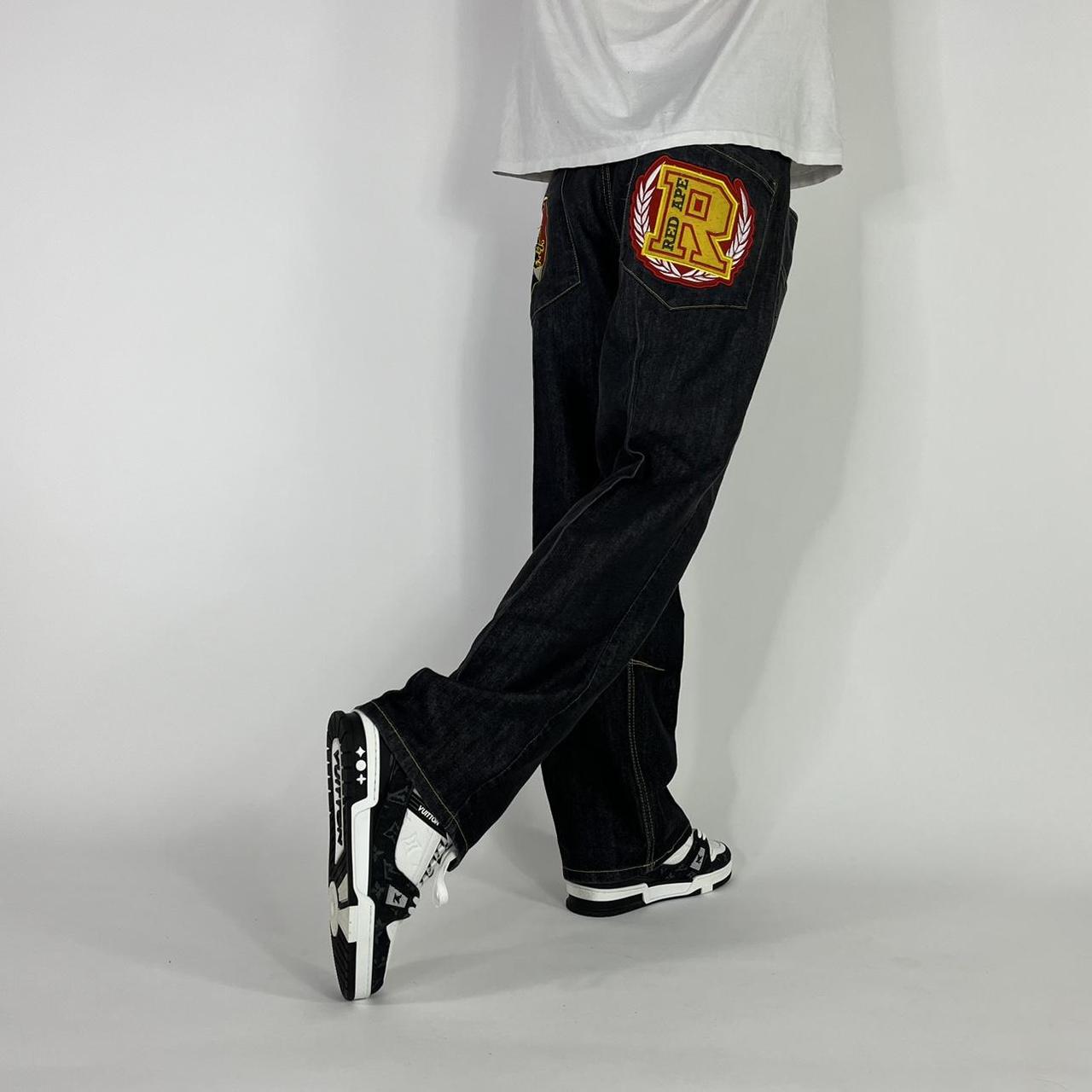 American Vintage Men's Black and Yellow Jeans Depop