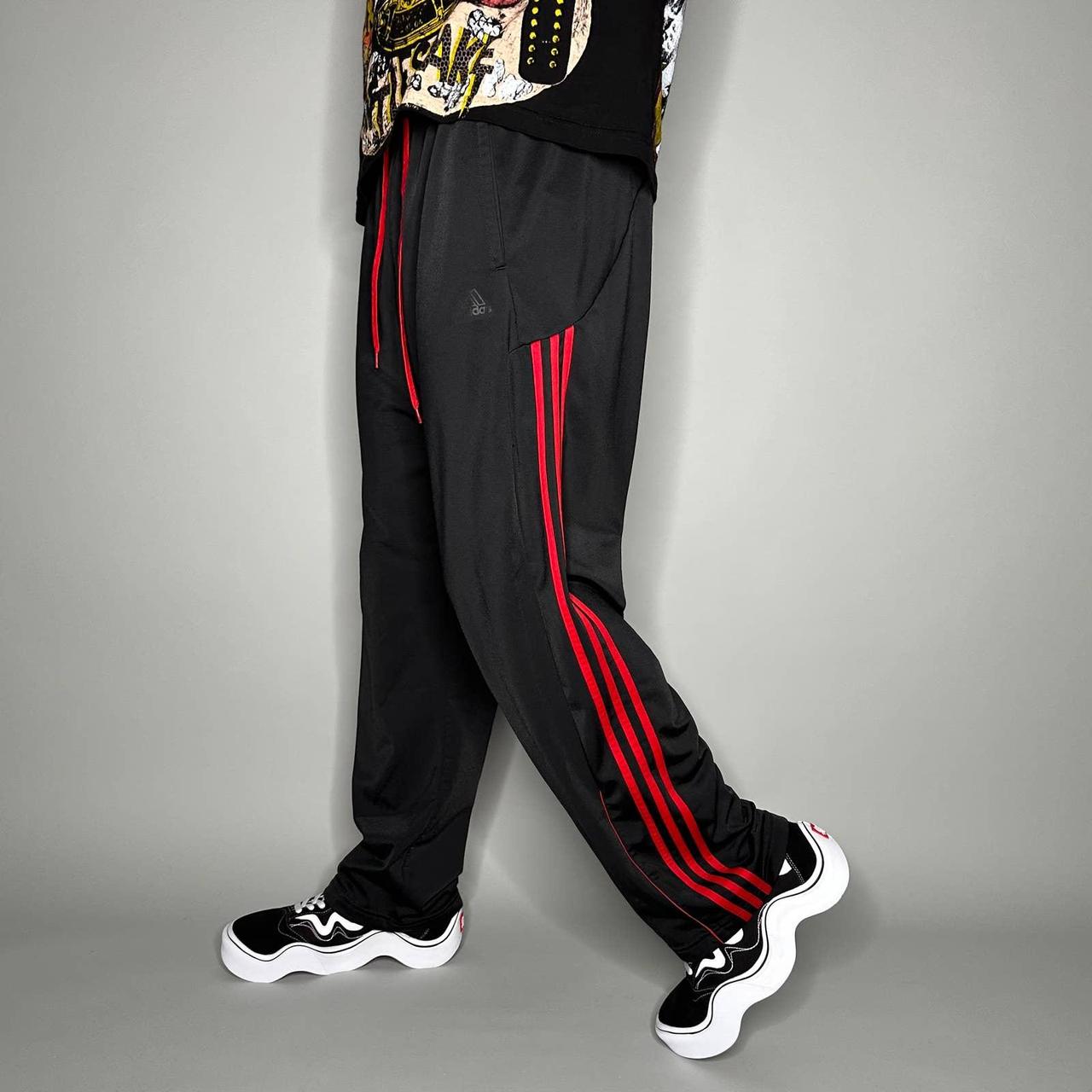 Adidas red 2025 stripe joggers