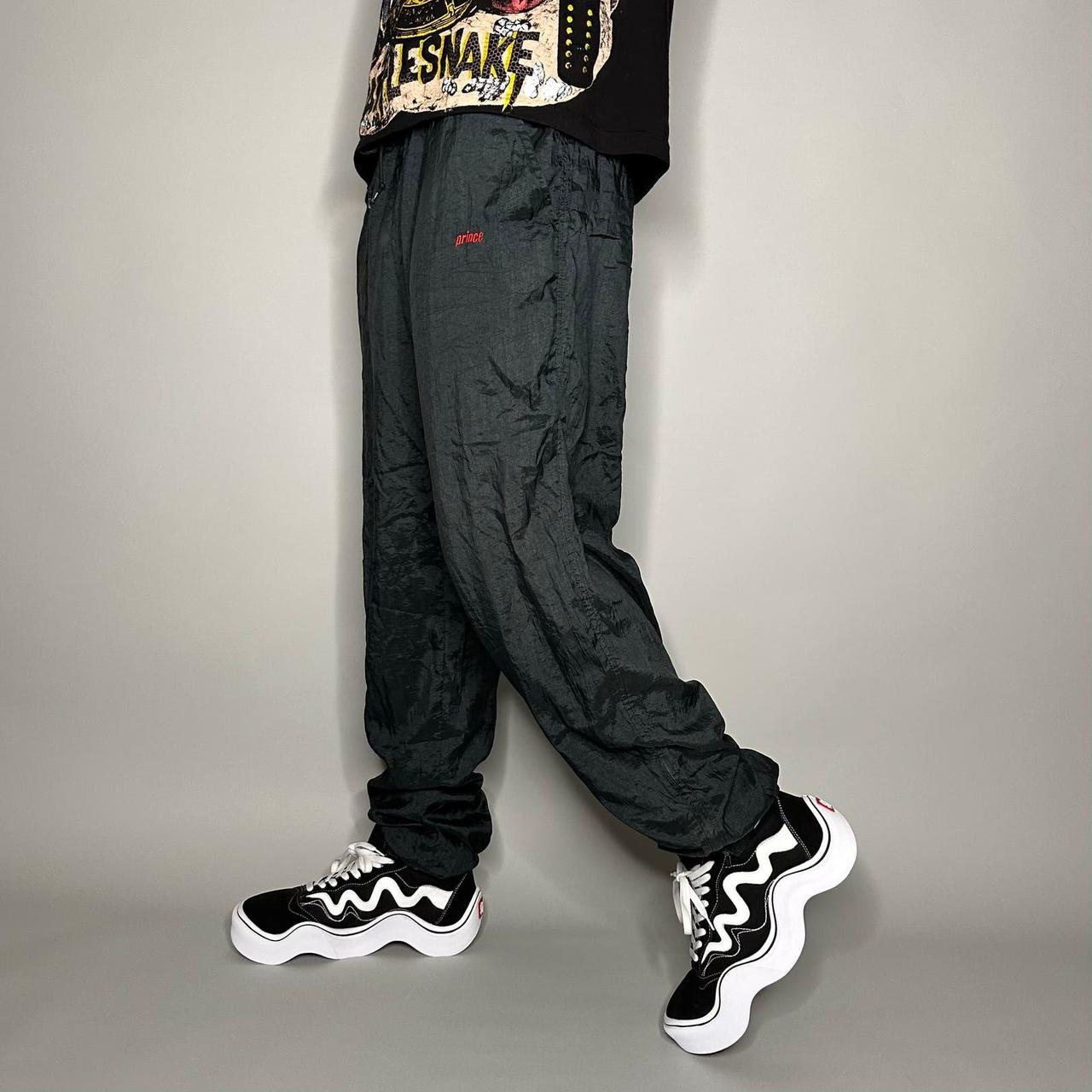 Vintage Starter Track Pants Jet Black Polyester Sweatpants Red