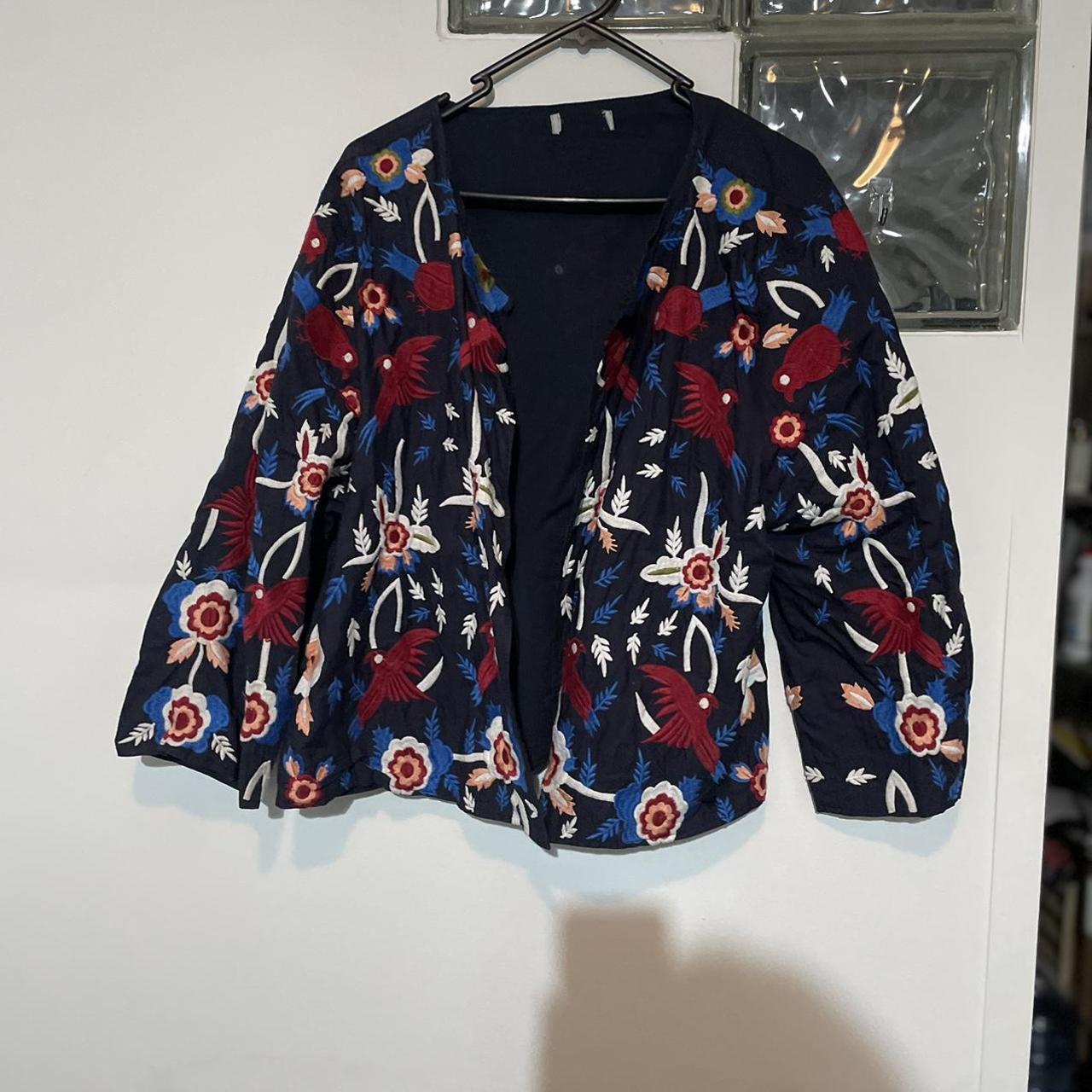 Embroidered navy jacket. Tags removed. Would fit... Depop