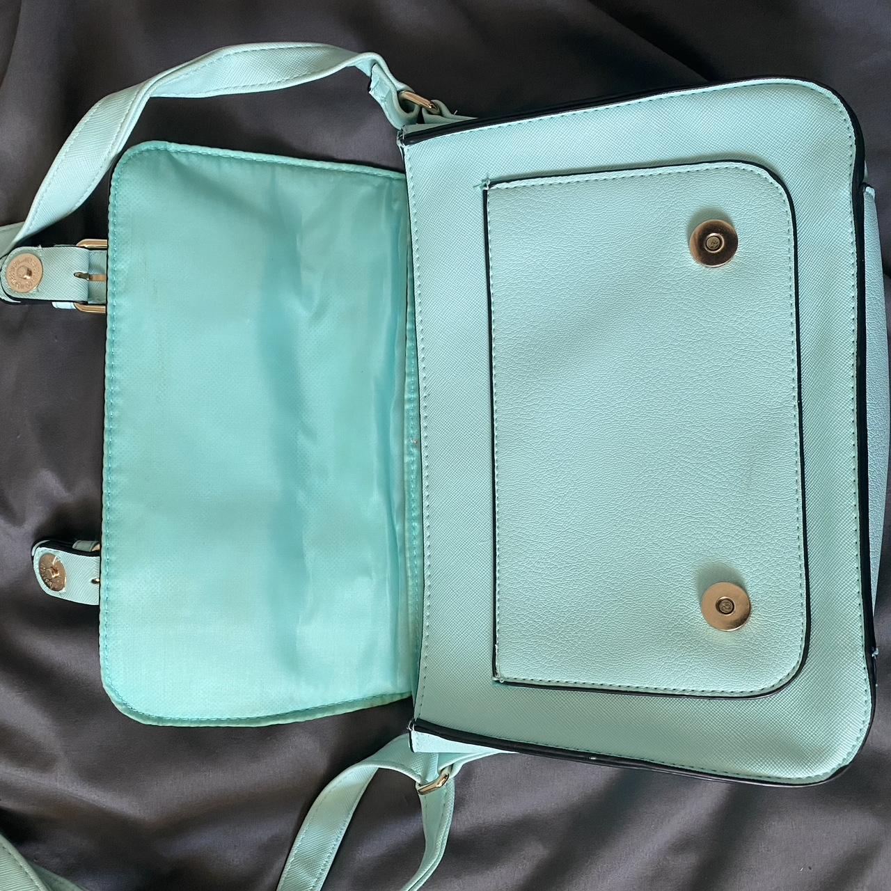 Mint green / blue shoulder satchel bag with... - Depop