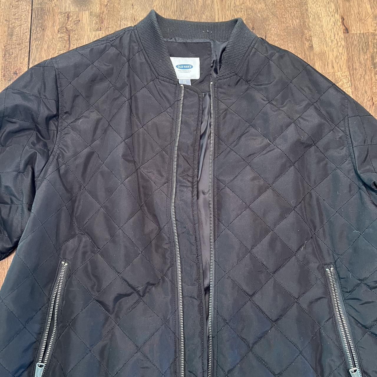 Black old navy quilted bomber jacket Well worn Depop