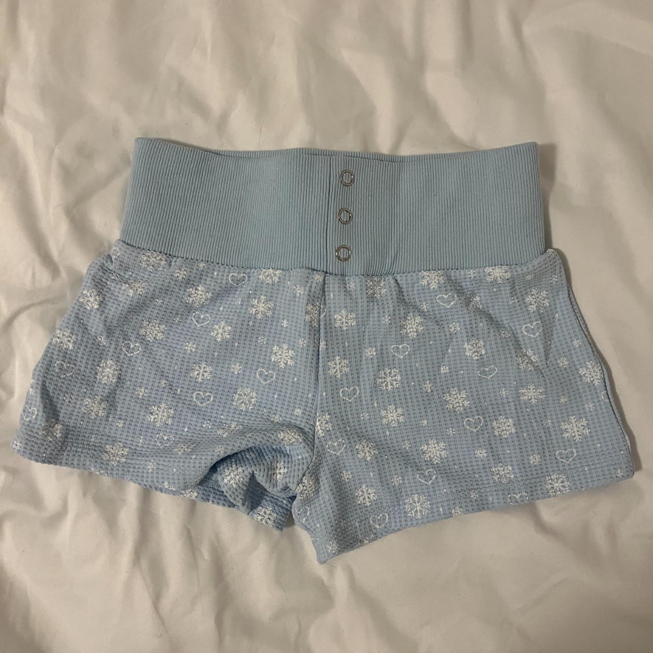 frankies bikinis women's mini shorts babyblue - Depop