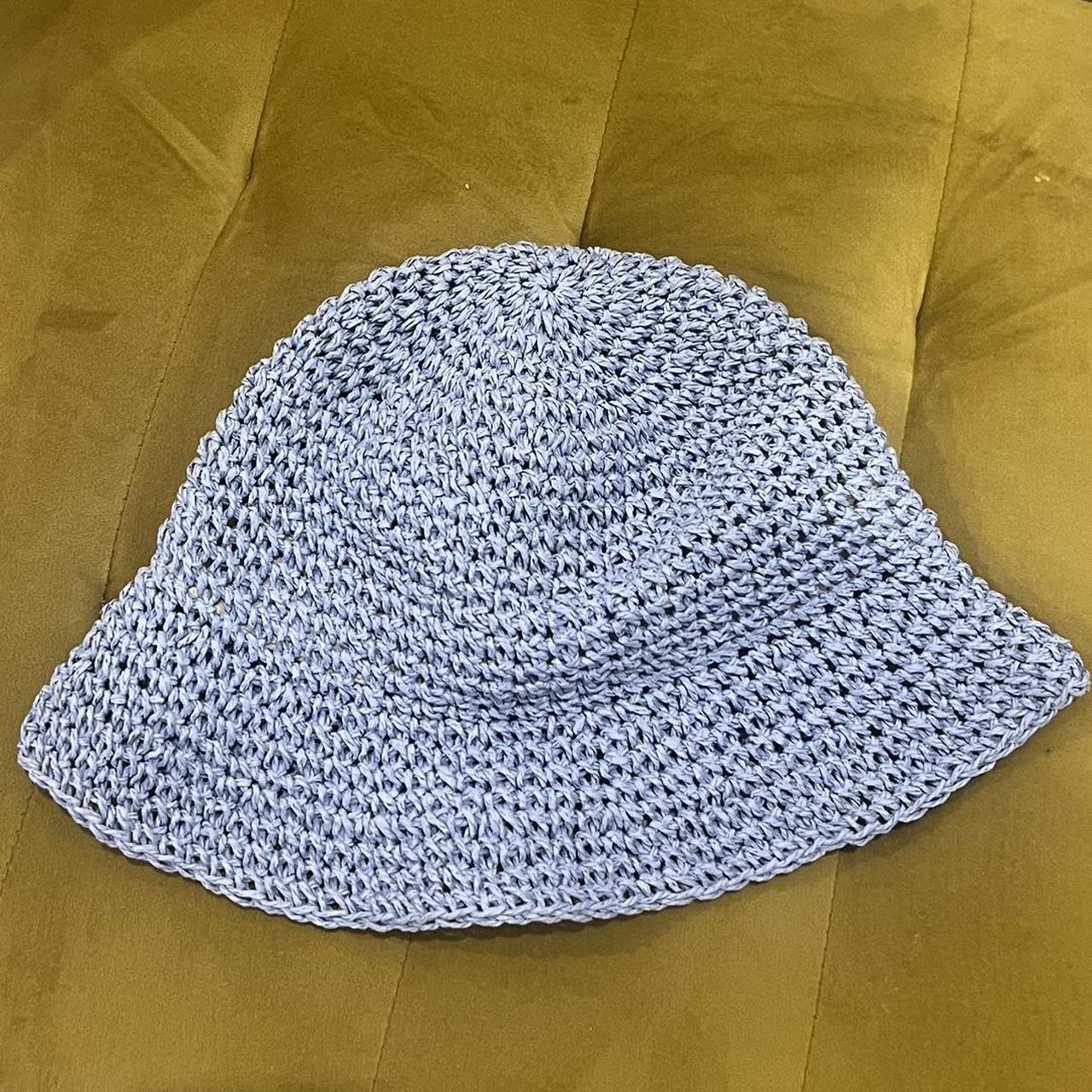 Blue crochet straw bucket hat ASOS one size Worn... Depop