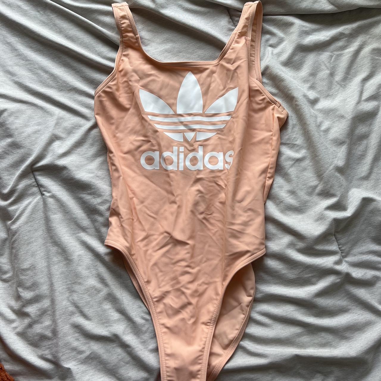 Adidas Women's Pink and Cream Swimsuit-one-piece | Depop