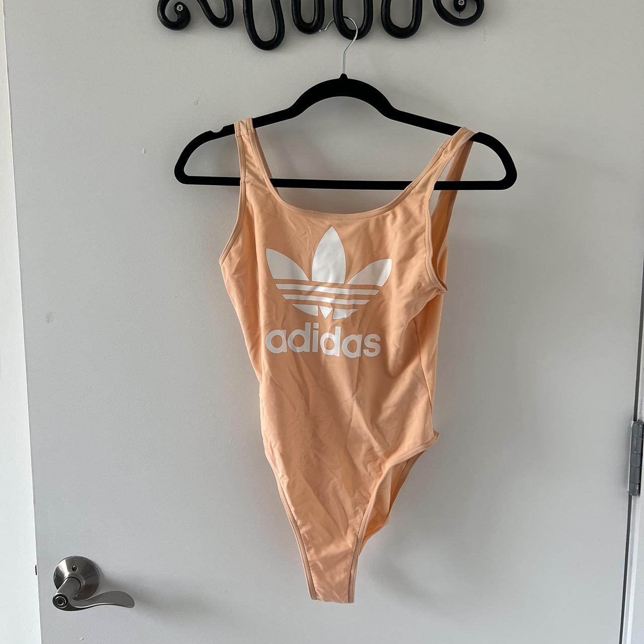 Adidas Women's Pink and Cream Swimsuit-one-piece | Depop