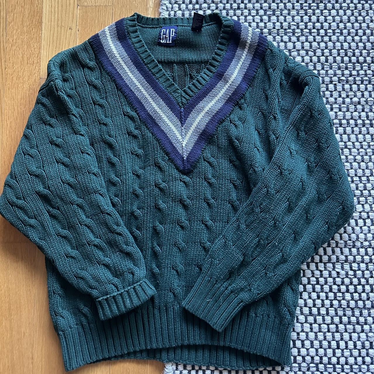 vintage cable knit gap sweater in forest green, size...