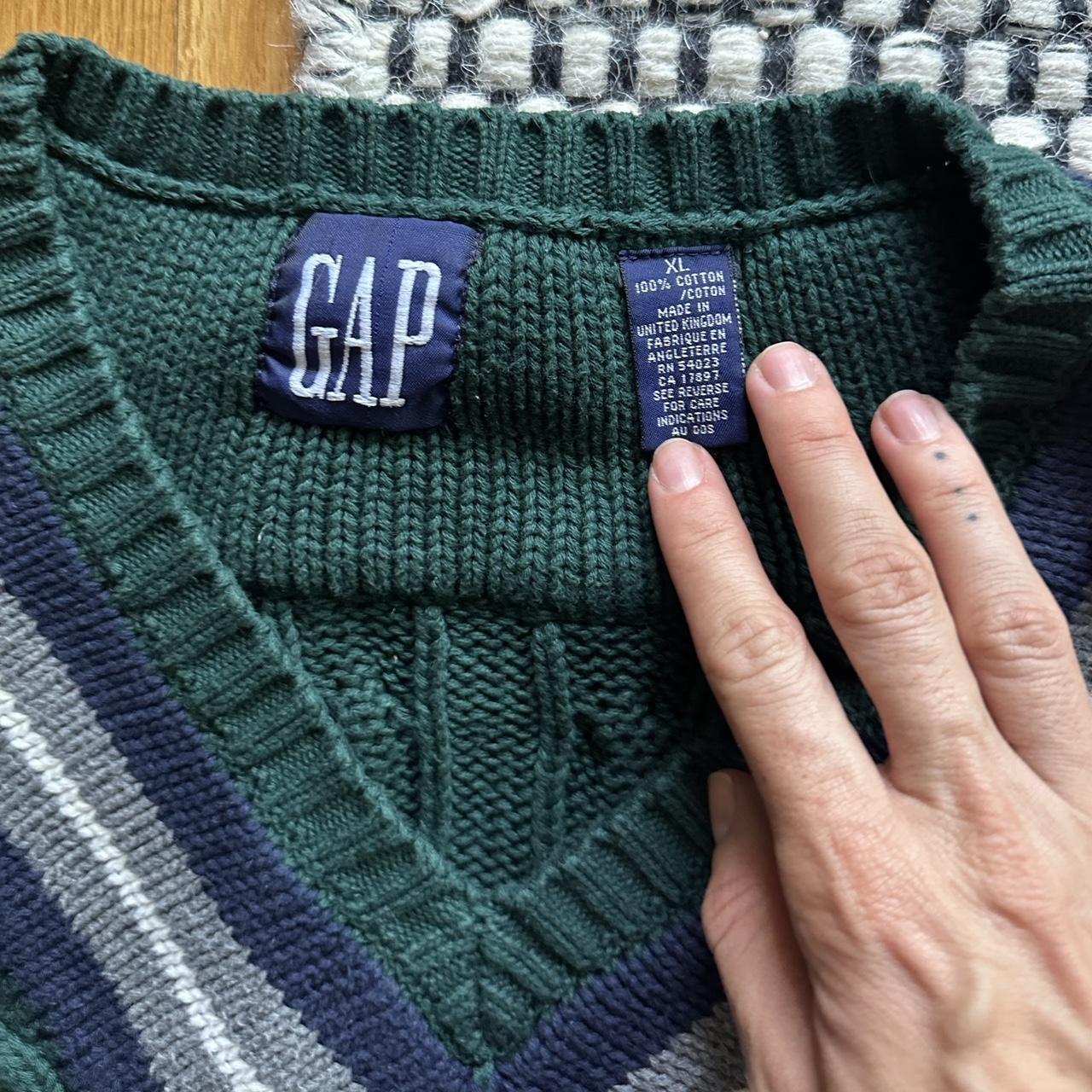 vintage cable knit gap sweater in forest green size... - Depop