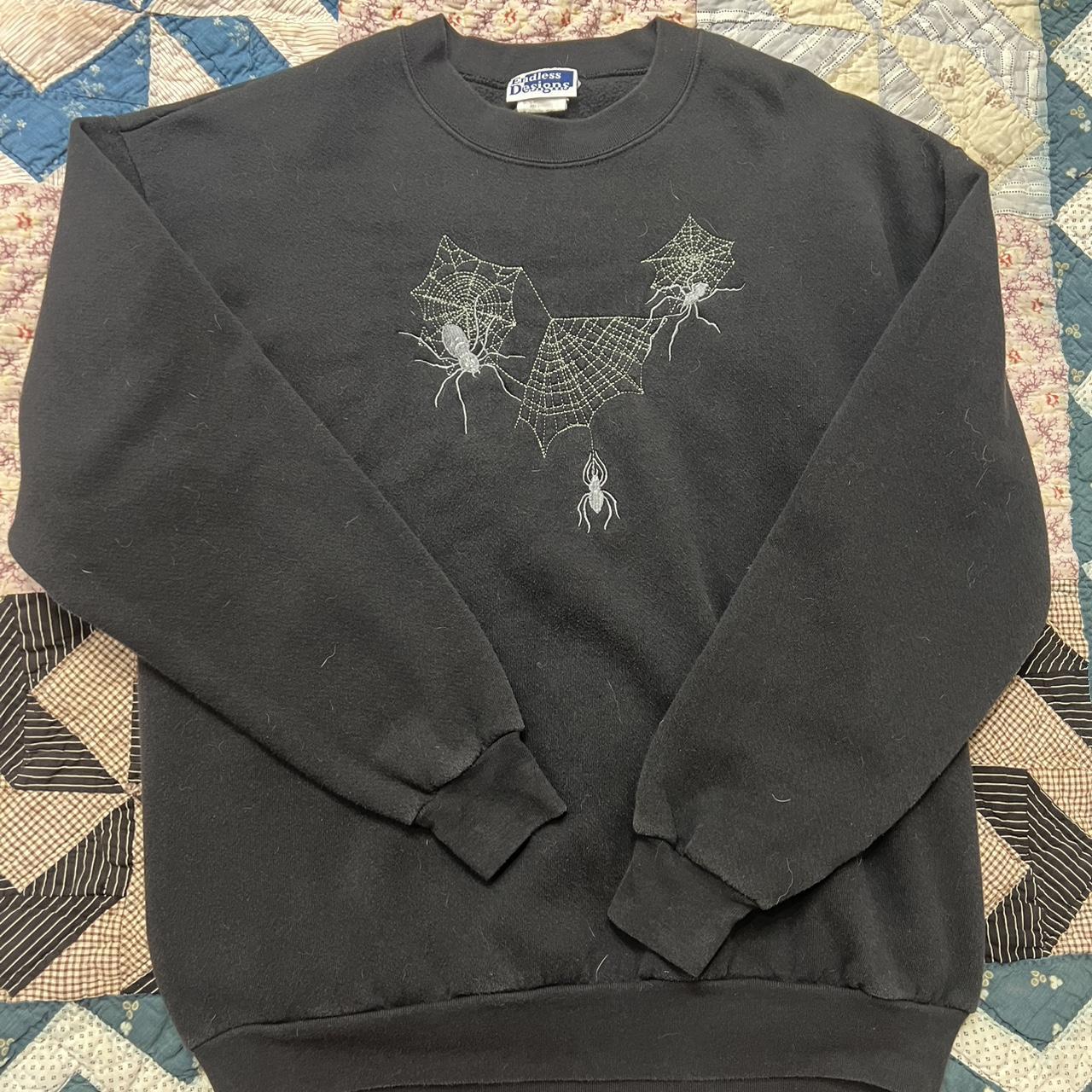 トップス 90s Spiderweb vintage sweat blk Vintage 1990's Spider X Spiderweb Goth Punk AOP Cotton T