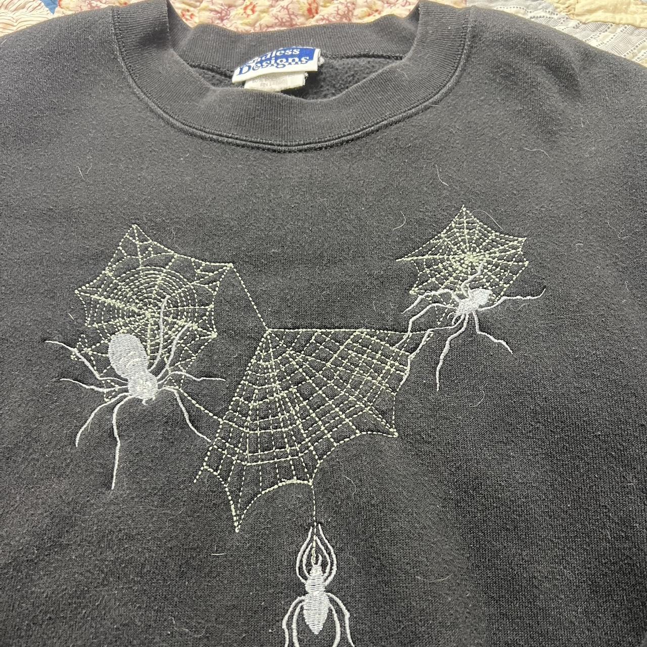 トップス 90s Spiderweb vintage sweat blk Vintage 1990's Spider X Spiderweb Goth Punk AOP Cotton T