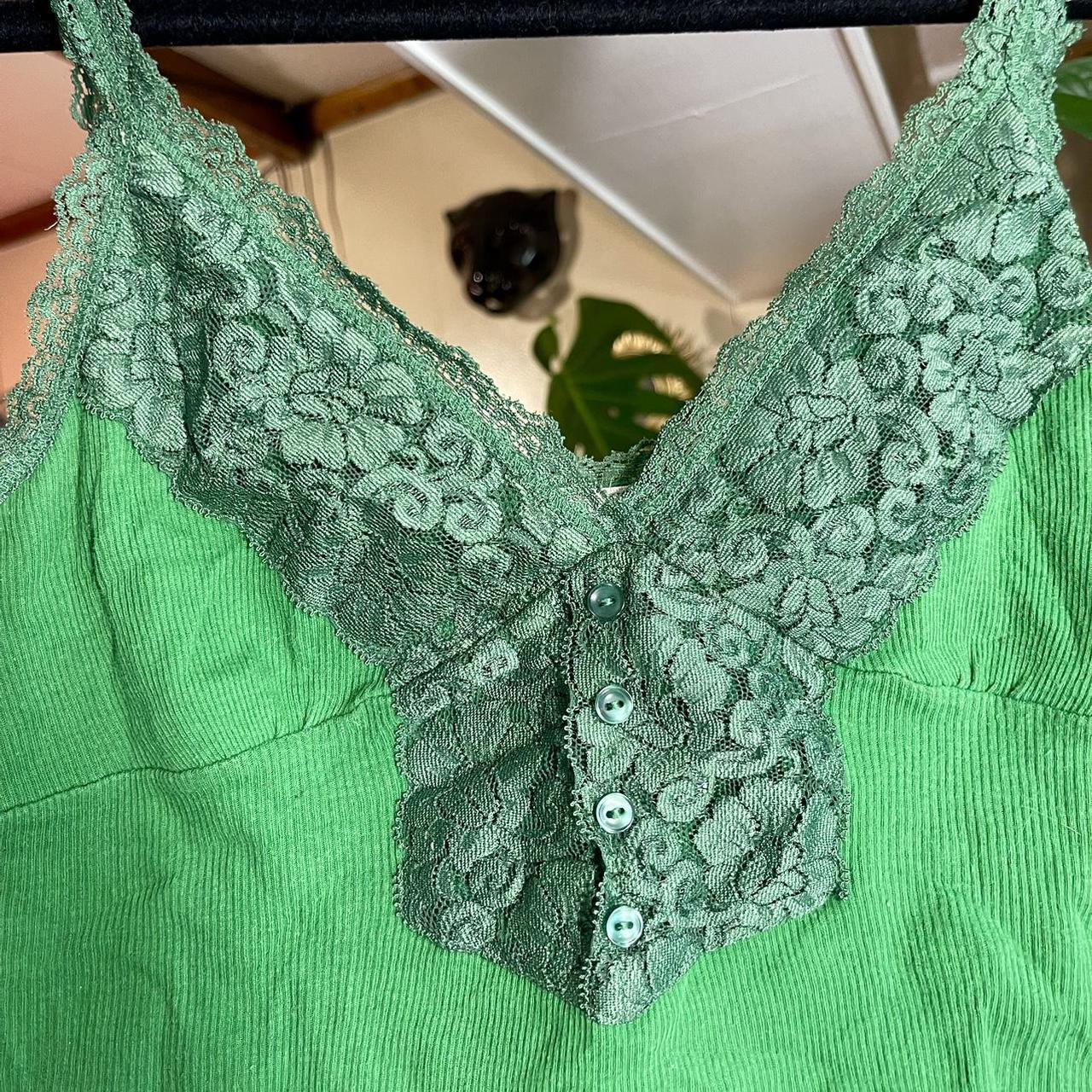 vintage cropped top/bralette, with raw hem, lace and... Depop