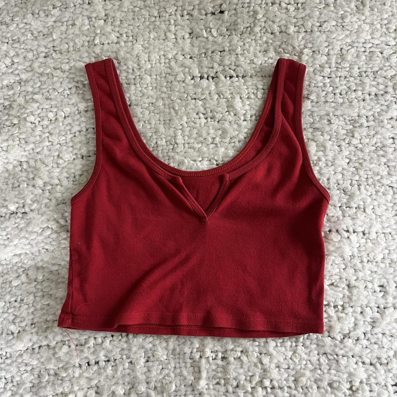 Red John Galt / Brandy Melville Cropped Tank Top.... - Depop