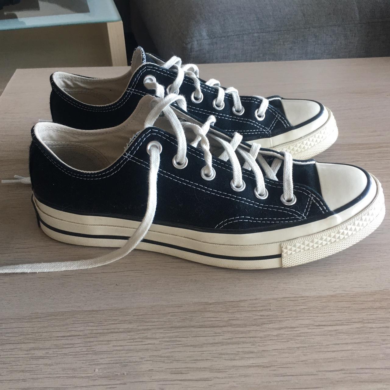 Classic black Converse Chuck 70 low top shoes with. Depop