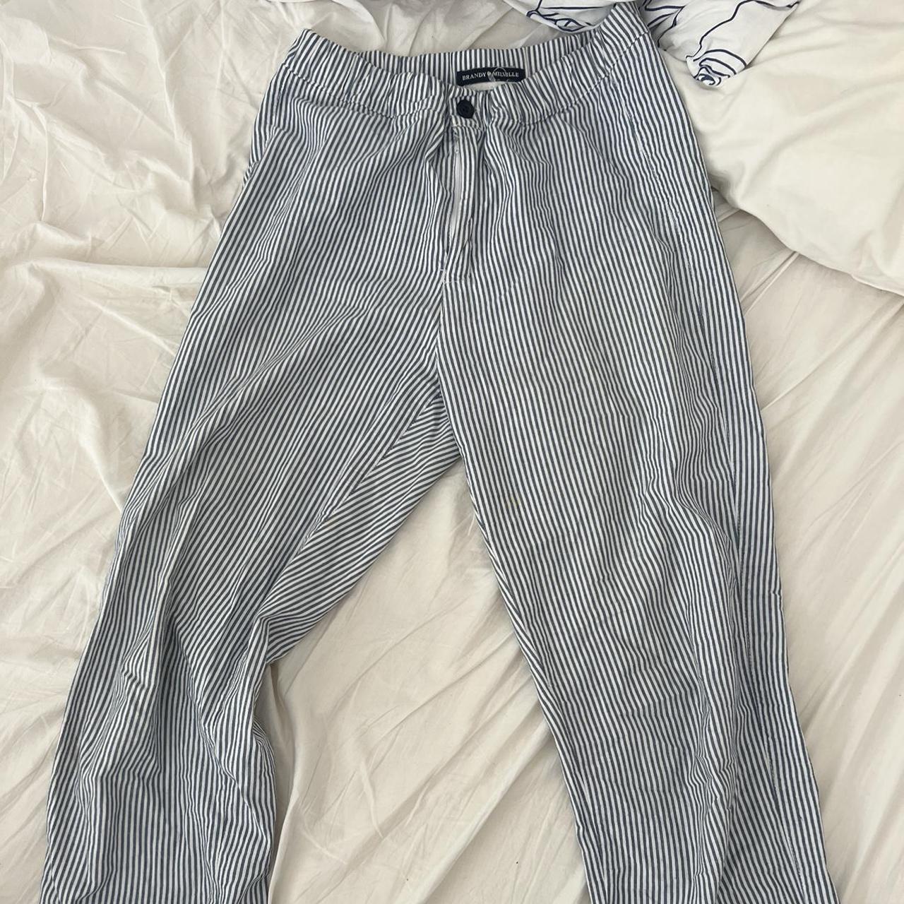 Brandy Melville Blue And White Striped Trousers Depop