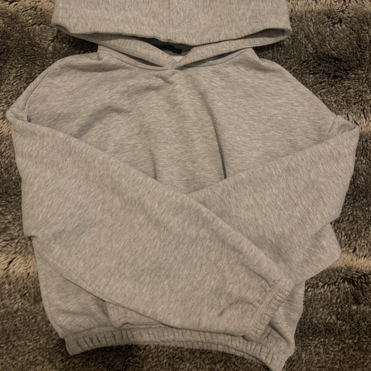 Zara cropped hoodie in grey. Only worn a couple times. - Depop